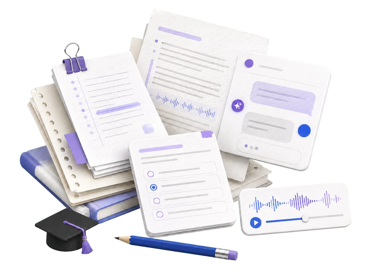 Lecture materials organised into notes, tutoring, quizzes, and audio