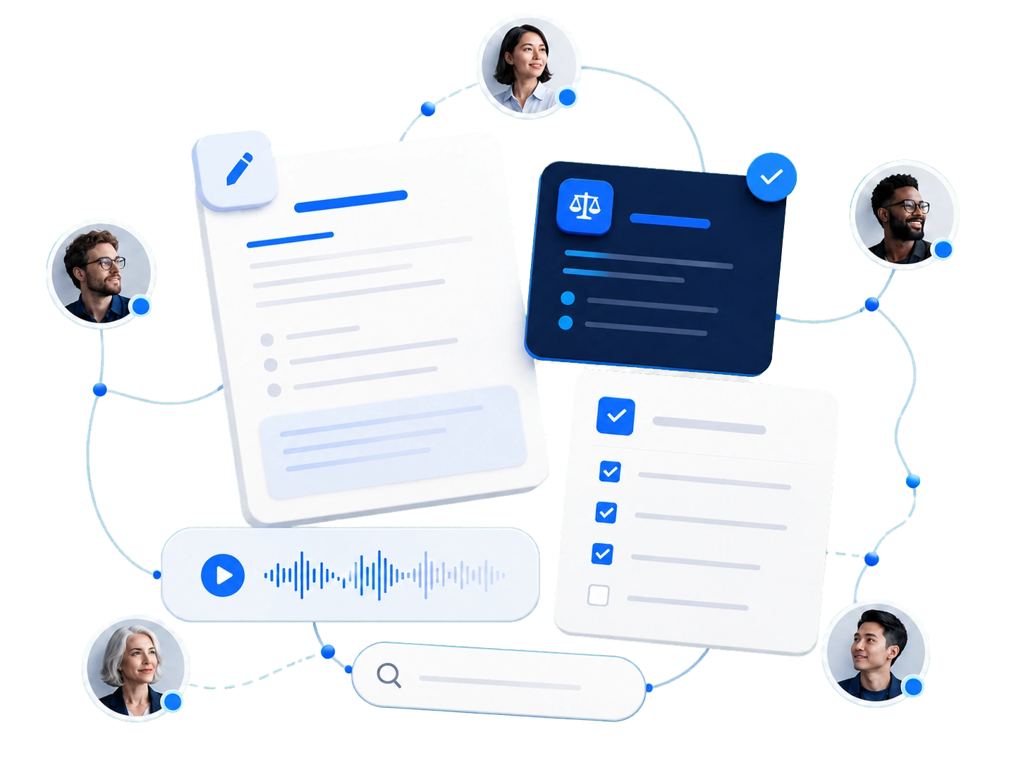 Meeting information organised into decisions, actions, and shared knowledge